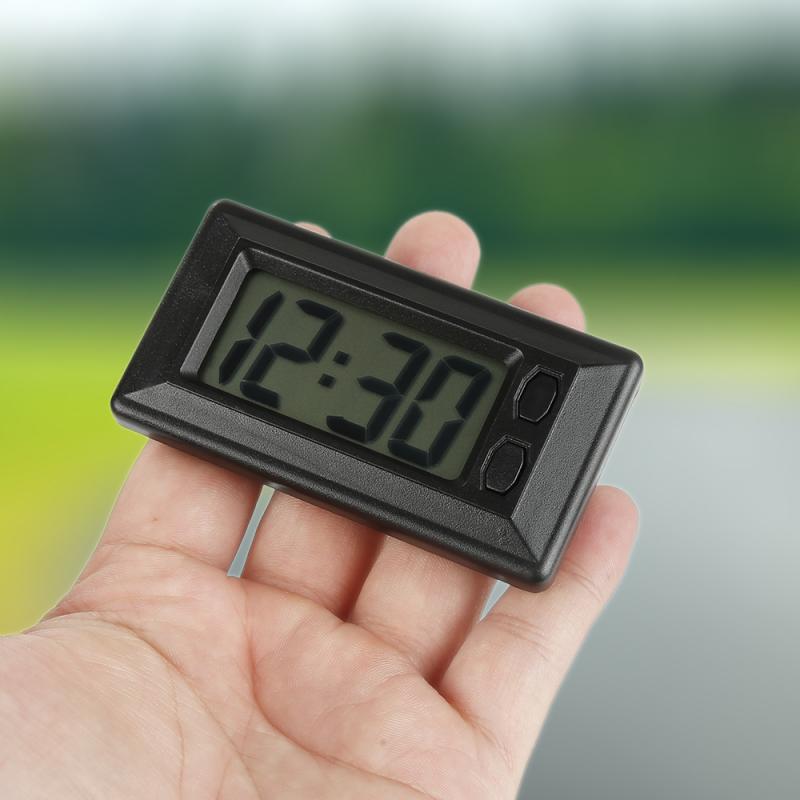 1pcs Self-Adhesive LCD Digital Clock Auto Car Truck Dashboard Date Time Calendar Black Vehicle Electronic Clock