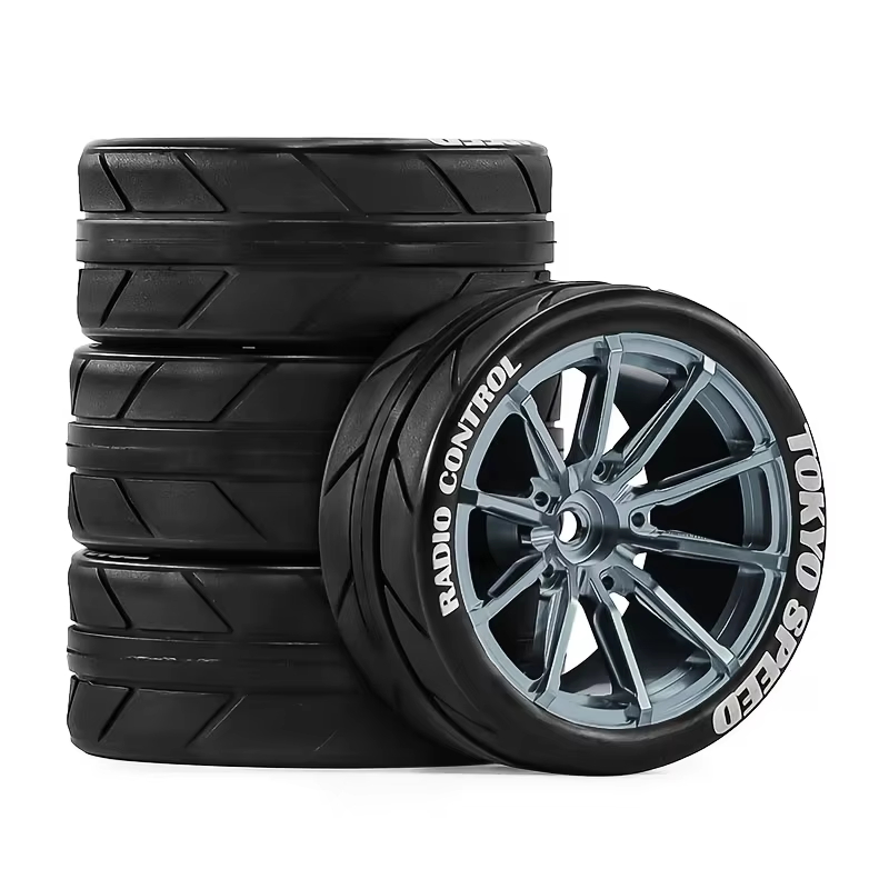 65mm RC Alloy Wheels & Rubber Tires 12mm Hex Hub For 1/10 Rally Racing Car Tamiya TT01 TT02 XV01 TA06 A959 PTG2 Upgrade Parts: Dark Grey