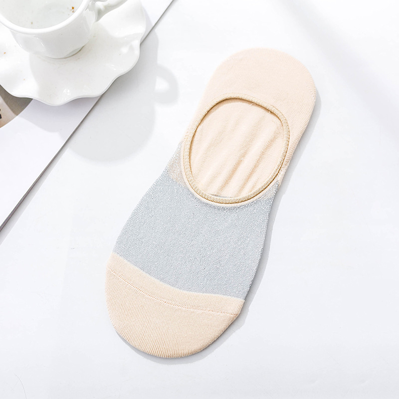 rainbow stripe Transparent Silk Socks Women Ultra-thin spring summer socks style Japan Glass fiber Invisible socks: 6