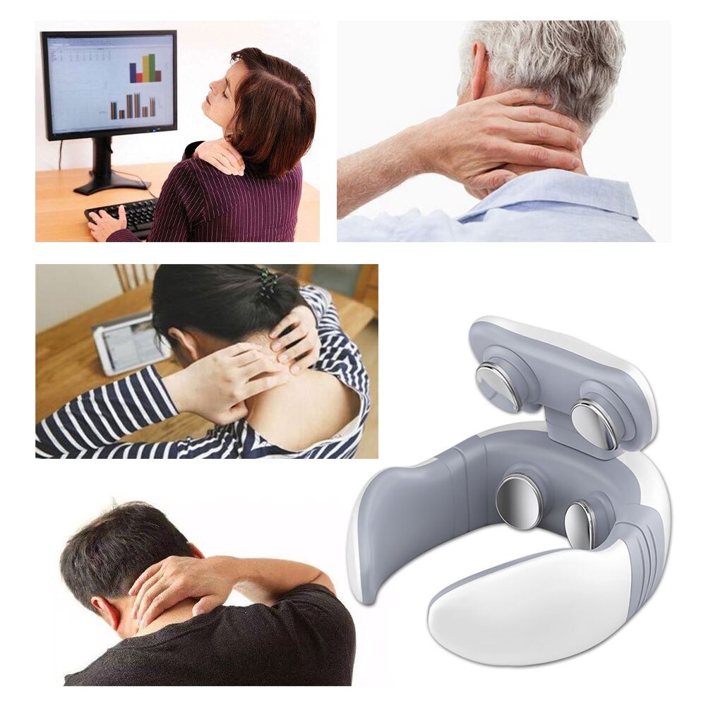 4 Heads Magnetische Puls Trillingen Neck Massager Voor Pijnbestrijding Gezondheidszorg Ontspannen Deep Tissue Cervicale Massage Afstandsbediening