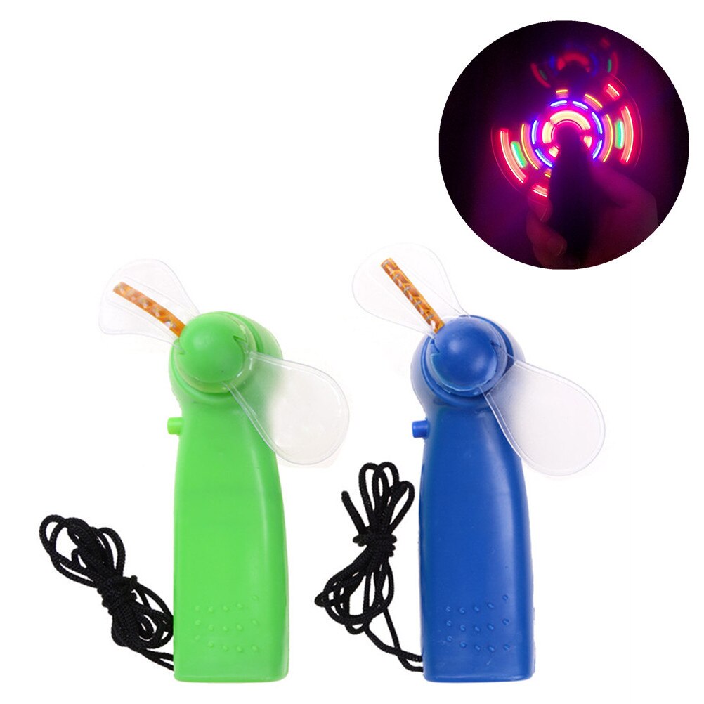 Plastic LED Color Fan Matrix Portable Mini Air Cool Fan Green Blue Light Up Toys