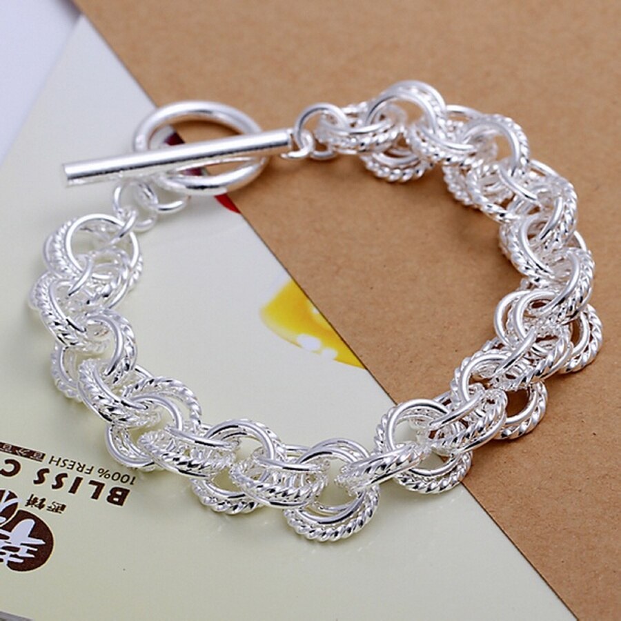 925 Silver color Jewelry pretty nice popular Bracelets wedding party circle factory price
