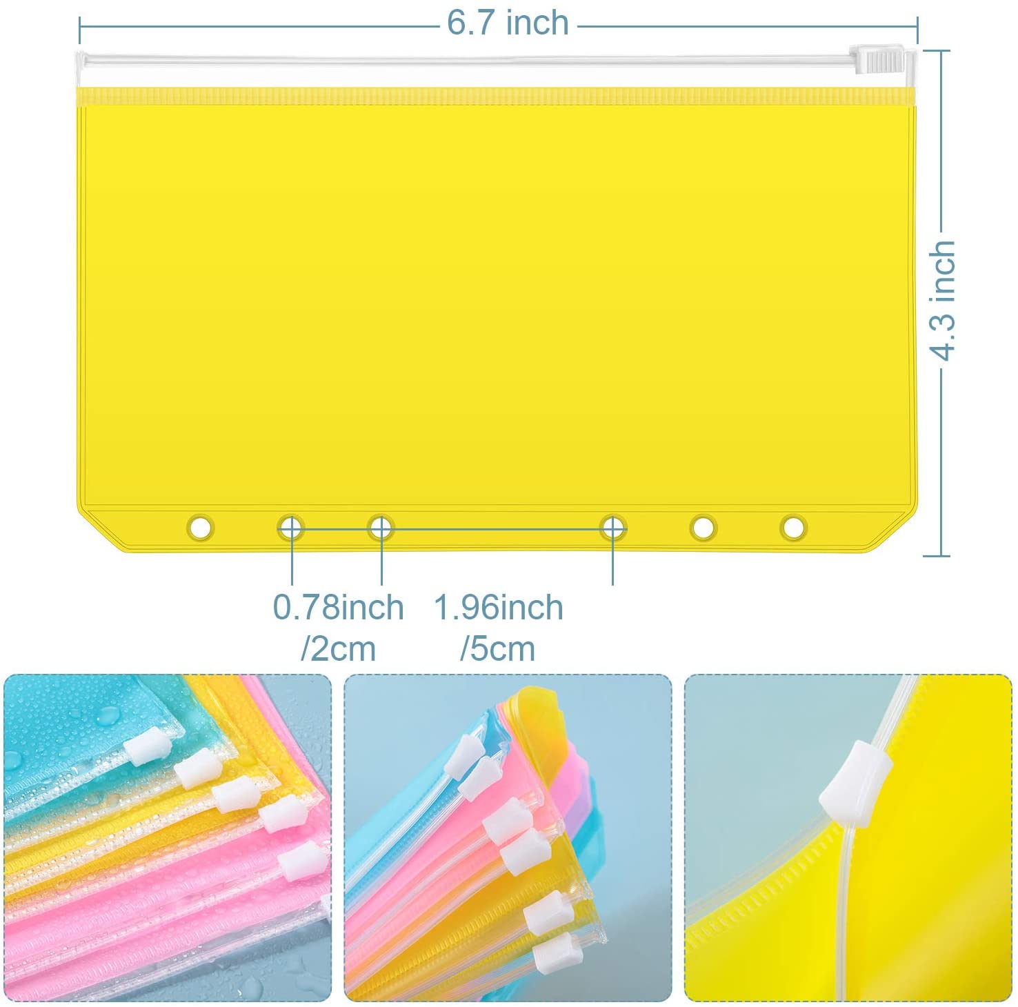 PATIKIL A5 Ringmap Hoezen – 12 Stuks PVC Ritssluiting 6-Gats Binder Zakken (Zwart) Voor 6-Rings Notitieboeken