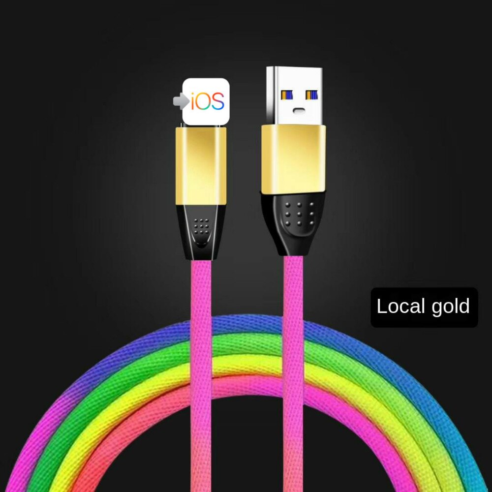 per iPhone tipo-c cavo caricabatterie androide cavo in nylon a ricarica rapida cavo dati a gomito sfumato arcobaleno intrecciato in lega di zinco