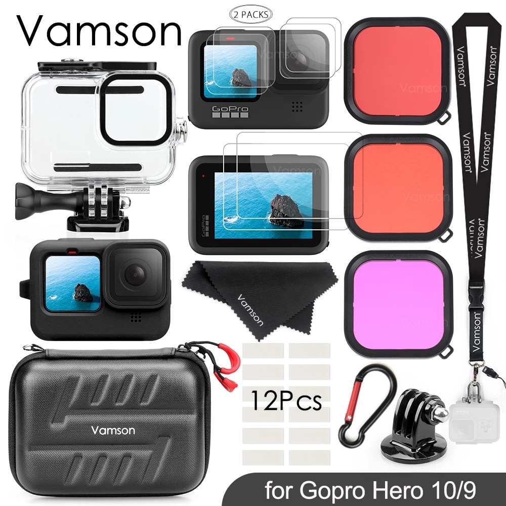Vamson Waterdichte Behuizing Case Voor Gopro Hero 10 9 Zwart Duiken Beschermende Onderwater Dive Cover Voor Go Pro 9 Accessoires VP660