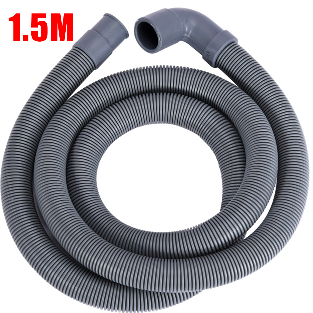1/1,5/2 m Waschmaschine, Spülmaschine, Ablaufabfallschlauch, Ablaufauslass-Entladeschlauch, PP-Kunststoff, dehnbarer, flexibler Entwässerungsschlauch: Weiß