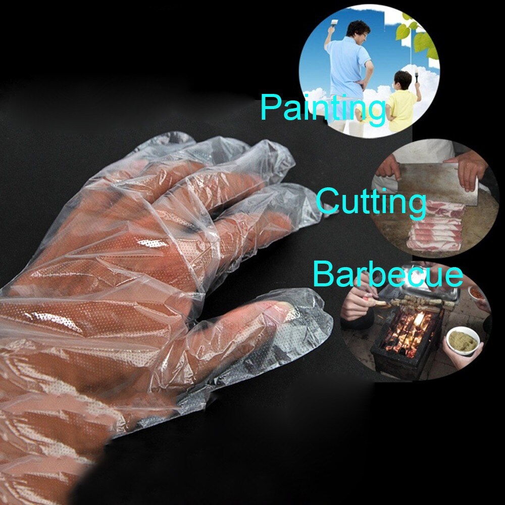 Trendy 100pcs Plastic Disposable Gloves Restaurant Home Service Catering Hygiene