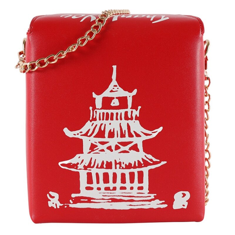 Bolso de mano chino para llevar, bolso de piel sintética para mujer, novedad, bolso cruzado, bolso de hombro con cadena para chica, bolso de mano: Red