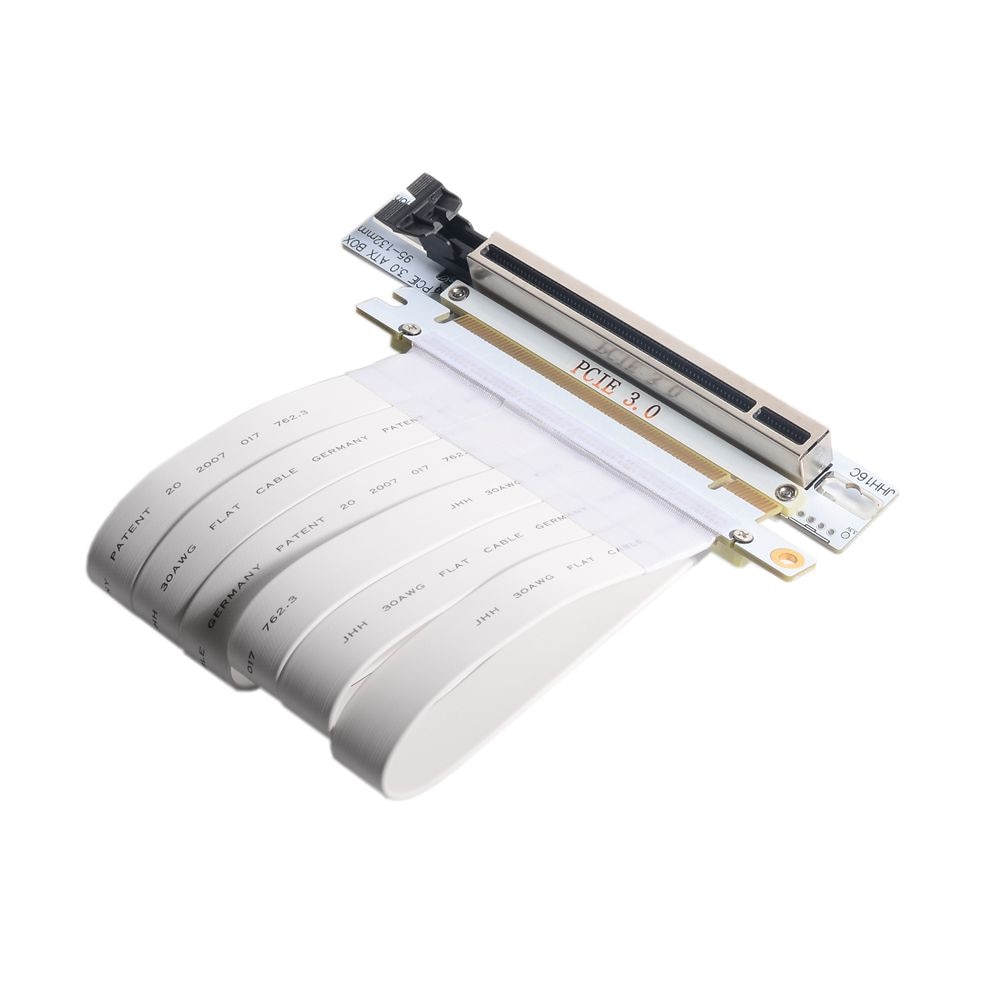 White PCIe Riser Cable, 3.0 x16 PCI Express Riser Extender, 90 Degree GUP Riser Cable for Graphics Card Vertical Mount Updated