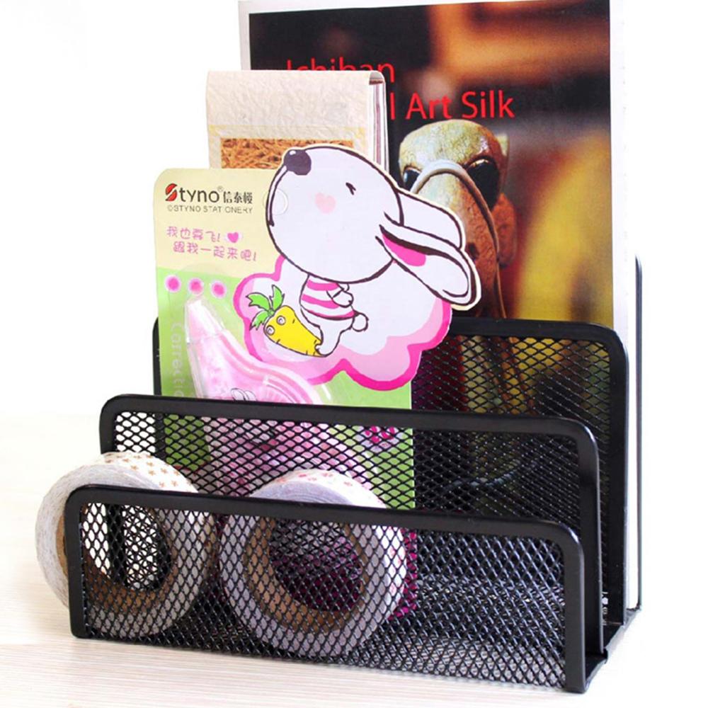 Schwarz Metall Gittergewebe Schreibtisch Organizer Schreibtisch knapp Sorter Post Fach Datei Sekretariat Heimat Buchstützen Buch Halfter 17,5*8,2 cm droppshipping