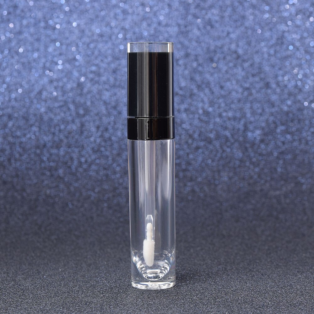 1 stuks abs lipgloss tube lege plastic ronde lippenbalsem tubes transparante fles kleine lippenstift samples diy cosmetische tools 8ml: Zwart