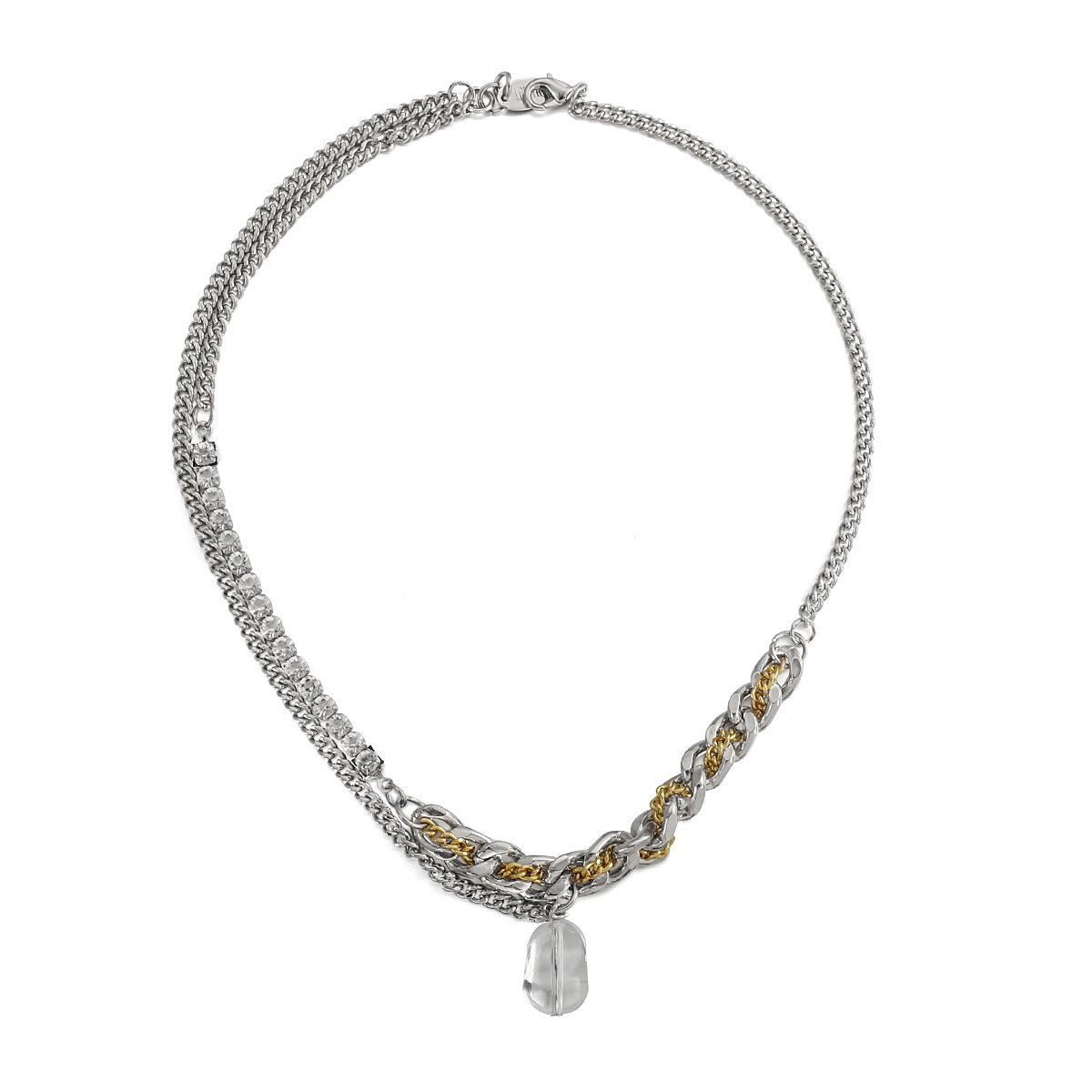 Flashbuy Gold Silber Farbe Kette Halsband Halskette Frauen Transparente Acryl Anhänger Halsketten Hüfte hüpfen Jewlery: N166430N