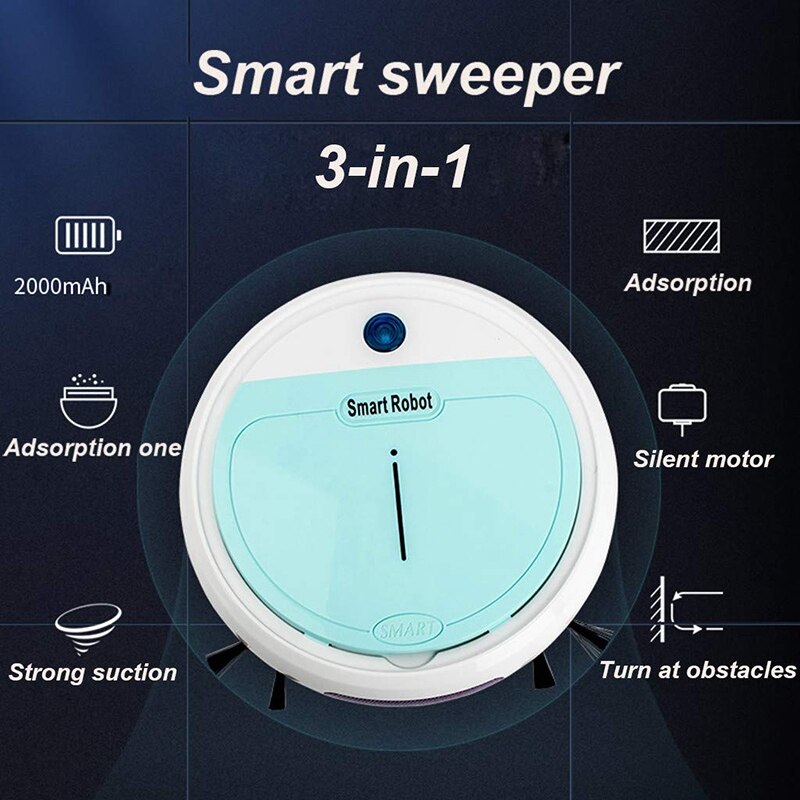 3-In-1 Robot er/Vacuum/Mop, Rechargeable Automatic Smart Robot Vacuum Cleaner Edge Cleaning Suction er for Pet Hair, C