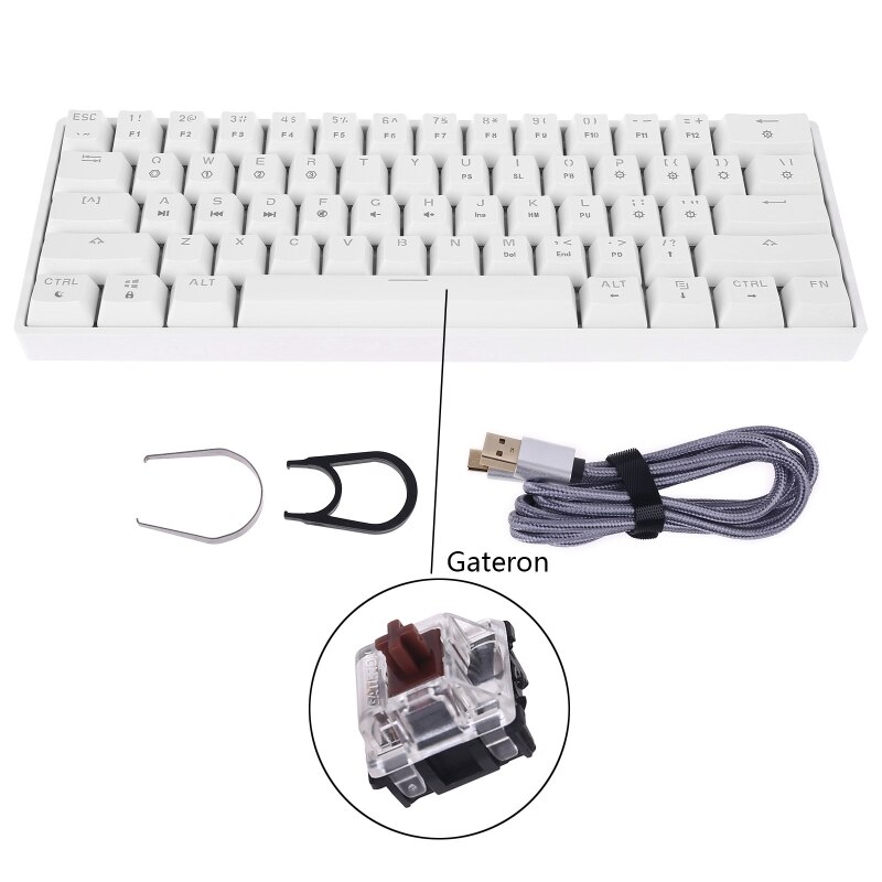 Pre-order GK61 SK61 61 Key Mechanical Keyboard USB Wired LED Backlit Axis Gaming Mechanical Keyboard For Desktop: WGateronBN