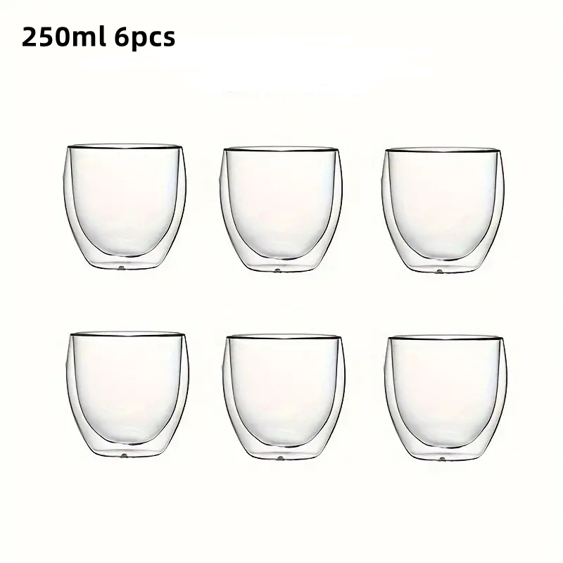 6 stuks dubbelwandige geïsoleerde glazen espressokopjes 80/150/250/350/450 ml geïsoleerde thermische glazen koffiemok voor thee/sap/melk, latte: Oranje