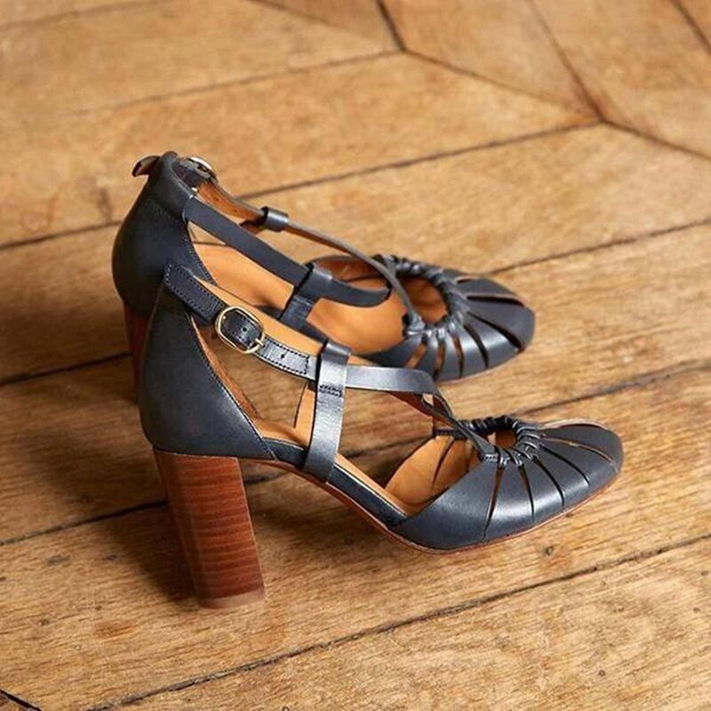 Vrouw Rome Sandalen Vrouwen Comfort Party Schoenen Vrouwen Gesp Pompen Vrouwelijke Hoge Hakken Dames Elegante Footwear Plus Size 43