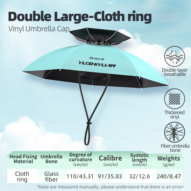 YUZHIYUAN Angelhut, UV-Schutz, tragbar, faltbar, Regenschirmhut, Regen, Sonnenschein, doppelter Verwendungszweck, für draussen-Camping, Angeln, Wandern