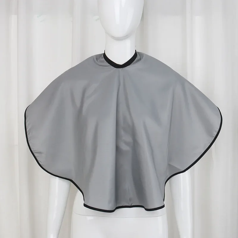 Herramientas para teñir el cabello, capa corta cuadrada negra resistente al agua para peluquería, peluquero, corte de pelo, envoltura de tela, capa de peluquería, peluquero: Gris