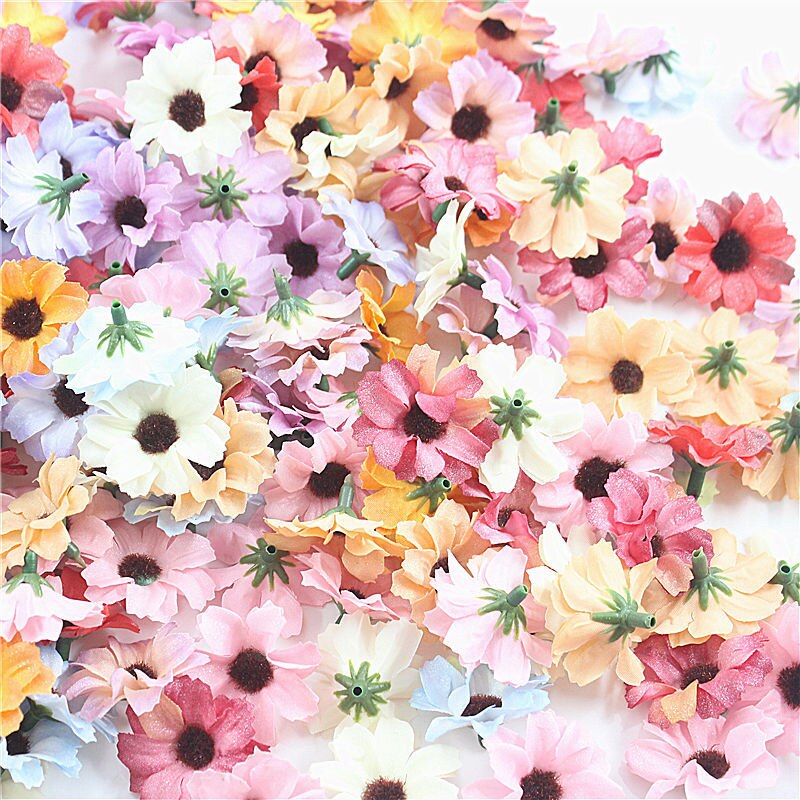50 kpl/erä 4cm tekokukka päivänkakkarapäätä minisilkkikukkia teeseppeleeseen scrapbooking hääpuutarhan koristelu: 9 / 20 kpl