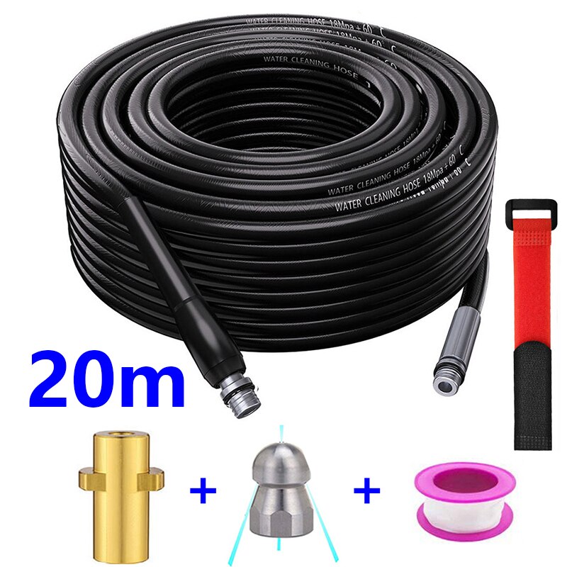 Manguera de alta presión para karcher K2K3 K4 K5 K7 con boquilla de chorro, drenaje de alcantarillado, limpieza de agua,desatascos alta presion tuberias,boquilla de limpieza limpia tuberias,boquilla macho alcantarilla: For Karcher 20M