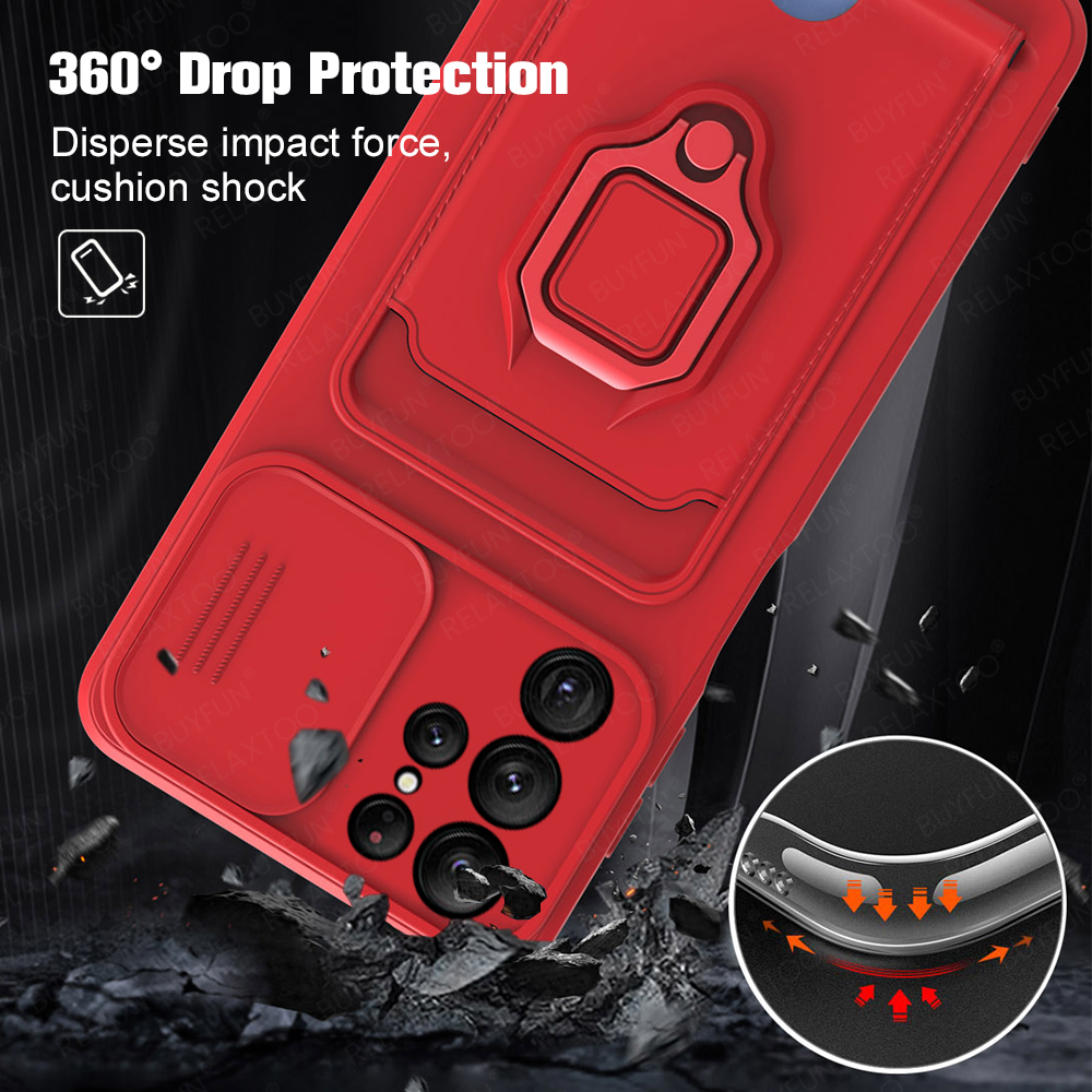 Tpu Beschermhoes Voor Samsung Galaxy S22Ultra S22Plus S22 Ultra Plus Bescherming Shell Card Ring Magnetische Back Cover Protector