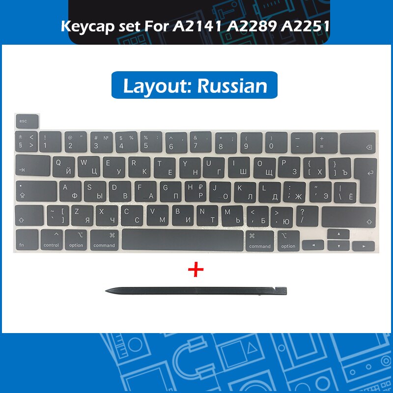 Jaar Laptop A2141 A2289 A2251 Key Cap Set Azerty Voor Macbook Pro Retina 13 "16" Keycaps toetsen Toetsenbord Reparatie: Russian Layout