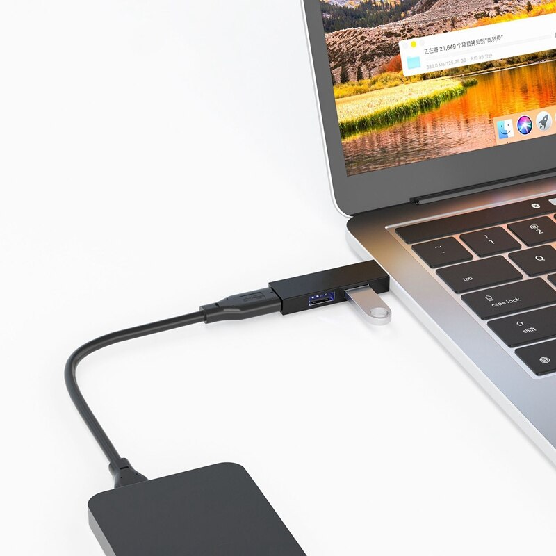 -USB Hub 3-Port USB 3.0 Mini Hub Splitter Cable Adapter for Laptop Docking Station