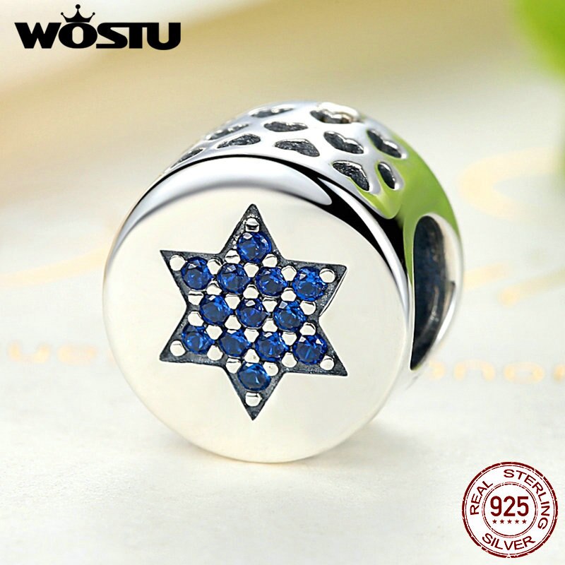 100% 925 Sterling Silver Blue Belief Star Charm Beads Fit Original WST Bracelet Authentic Fine Jewelry