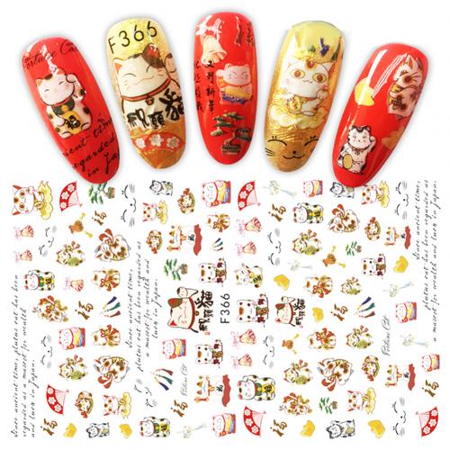 Vrouwen Chinese Jaar Deaign Nail Art Sticker self Adhesive Manicure Slider Decor Lente Festival Decal Nail Decoratie: F366