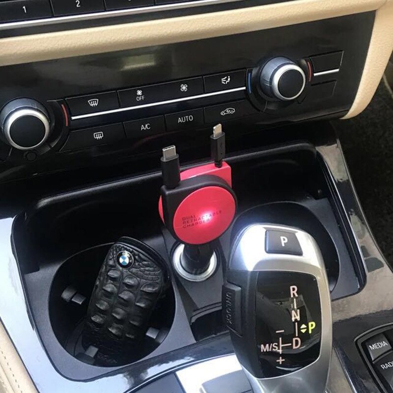 Nuovo 3-in-1 caricatore per auto retrattile a tiraggio singolo adattatore per ricarica rapida accendisigari per iphone porta androide di tipo C