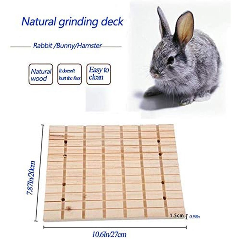 Tapis de pied de lapin, planche de bois à gratter, rainures carrées, griffes de meulage, pont pour petits animaux, lapin Chinchilla cochon d&#39;inde
