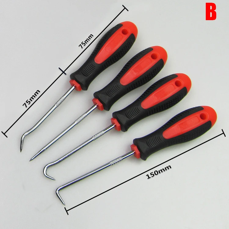 4 stks/set Auto Pick en Haak Set Automotive O Ring Oliekeerringen Pakking Puller Remover Craft Handje Lange Pick lagertrekker Tool: YELLOW