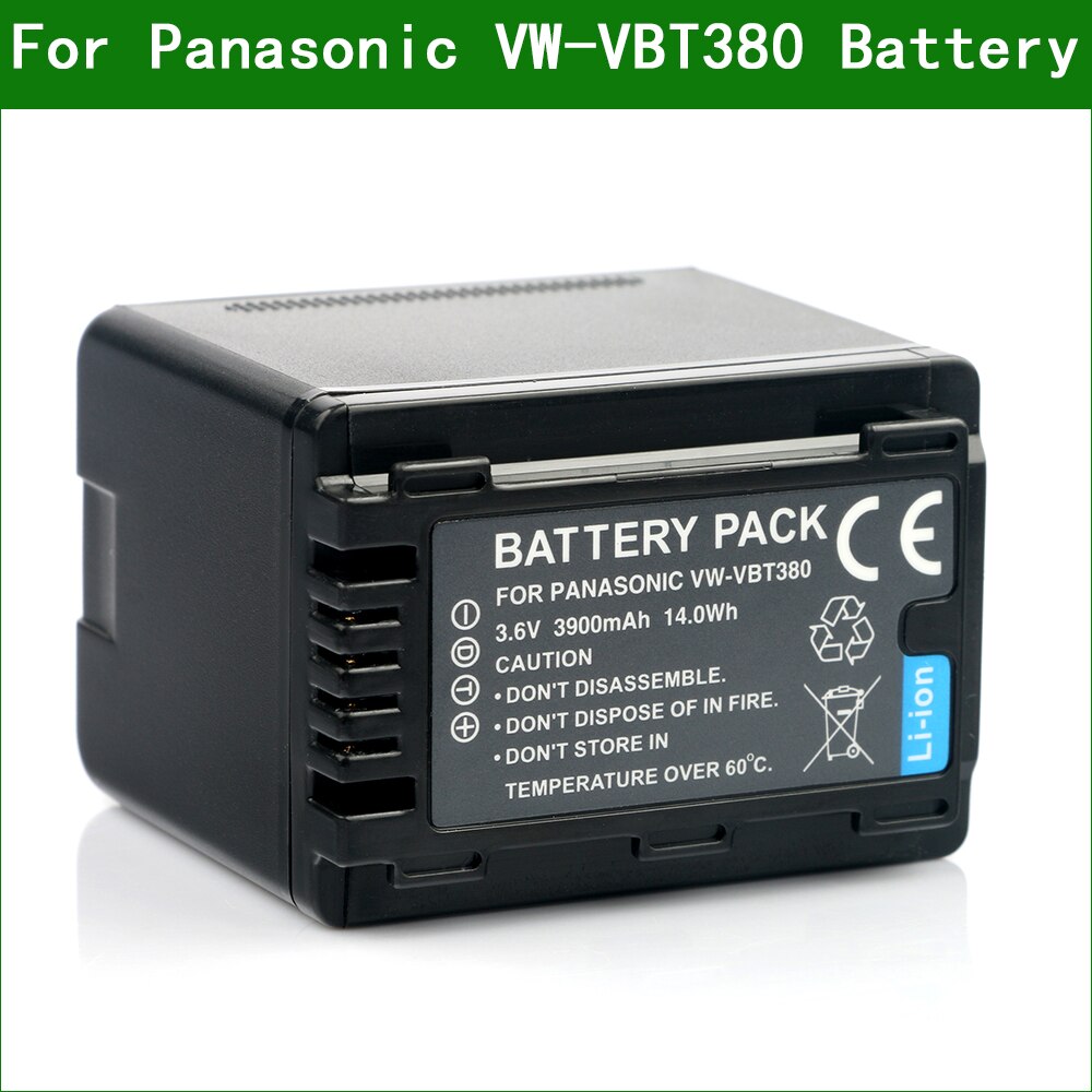 Vw-vbt 380 vw vbt 380 vbt 190 batteri + oplader til panasonic hc  v510 v520 v720 v750 v770 v800 vx1 vx870 vx980 w570