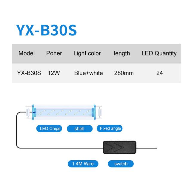 Super Slim LEDs Aquarium Lighting Aquatic Plant Light 18-75CM Extensible Waterproof Clip on Lamp For Fish Tank: YX-B30S