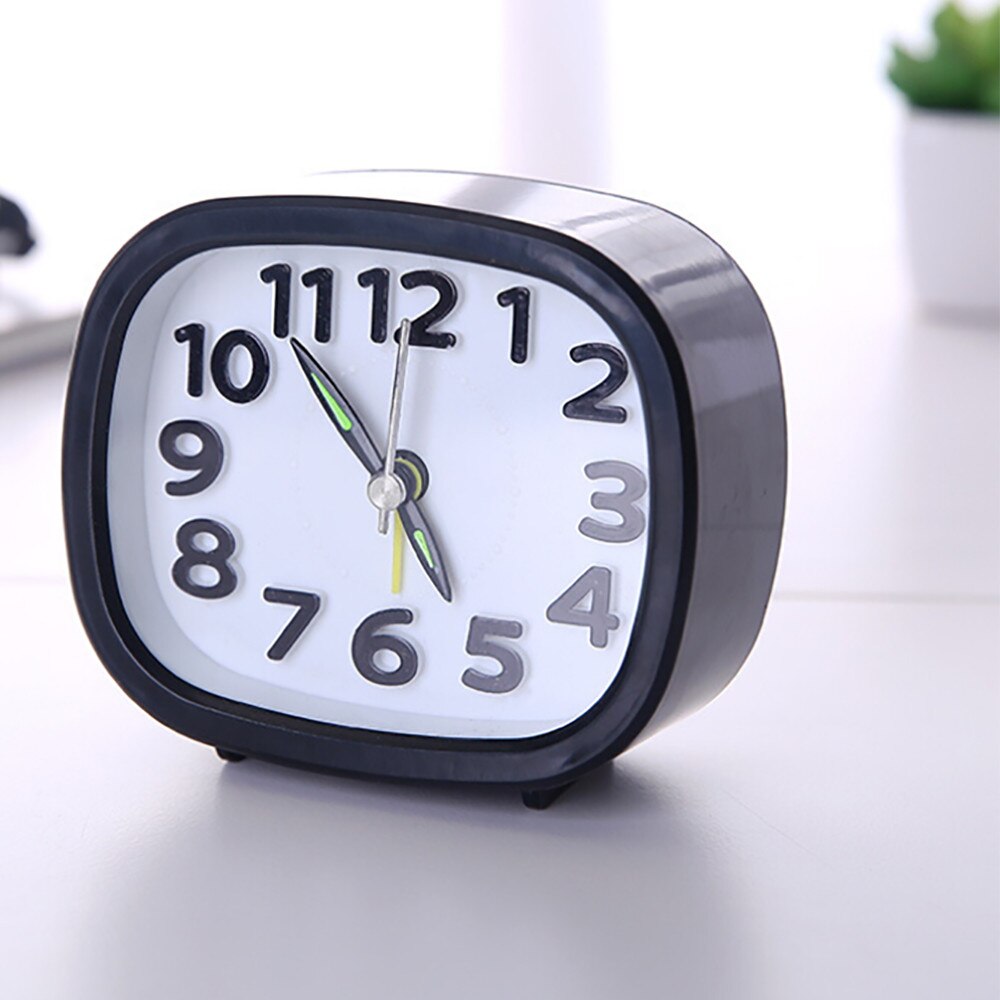 Rectangle Small Bed Compact Travel Quartz Beep Alarm Clock Cute Portable Home Decor Living Room Bedroom Desk Table Clocks: Black