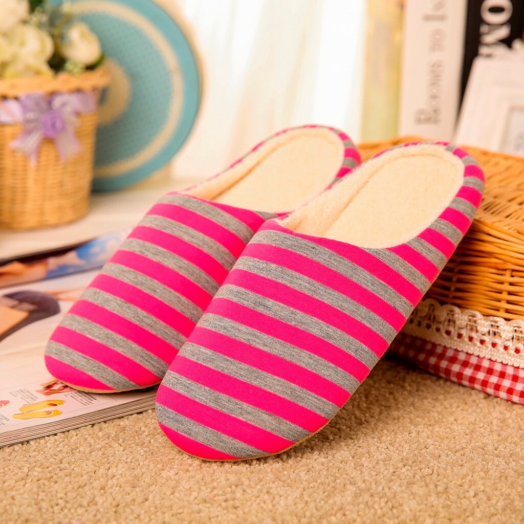 Pantoufles d'intérieur souples en peluche pour la maison, chaussures chaudes et plates pour femme, grande taille, antidérapantes, pour le Couple, #25: Red / 36-37
