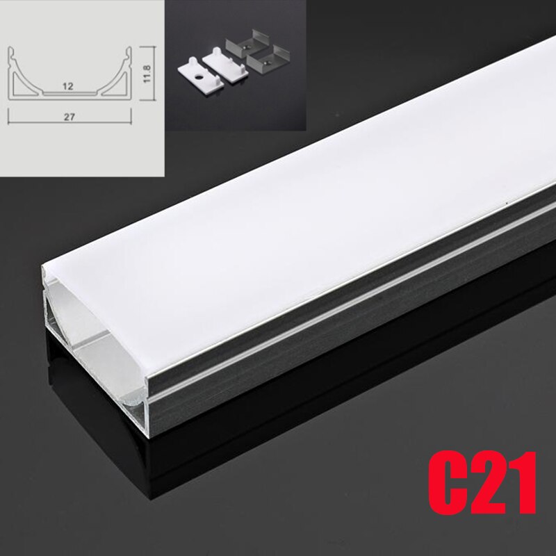 C21 5 Sets 50 cm U-vorm LED Aluminium Channel Systeem Met Diffuse Cover End Caps Aluminium Profiel voor LED strip Verlichting