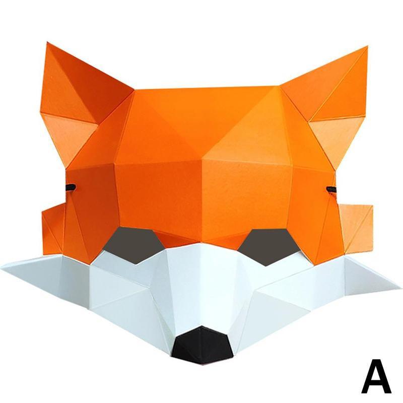 Bricolage demi visage papier masque à la main jouet 3D demi visage papier masque Papercraft jouet bricolage demi visage papier masque fête spectacle accessoire: A