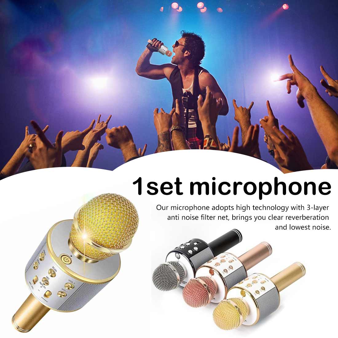 Bluetooth Wireless Microphone Speaker Handheld Microphone Karaoke Mic Music Player Singing Recorder KTV karaoke MIC