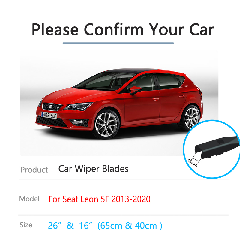 Limpiaparabrisas delantero y trasero para coche Seat Leon 5F Mk3 ~ , escobillas de limpieza de ventana trasera, accesorios de coche