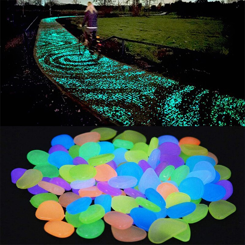 50/100pcs Glow in the Dark Garden Pebbles Glow Stones Rocks for Walkways Patio Lawn Garden Yard Fish tank Decor Luminous Stones