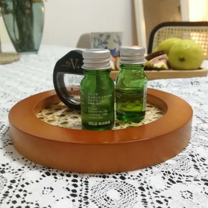 Nordic Style Aromatherapy Rattan Tray Desktop Decor Fruit Wooden Tray