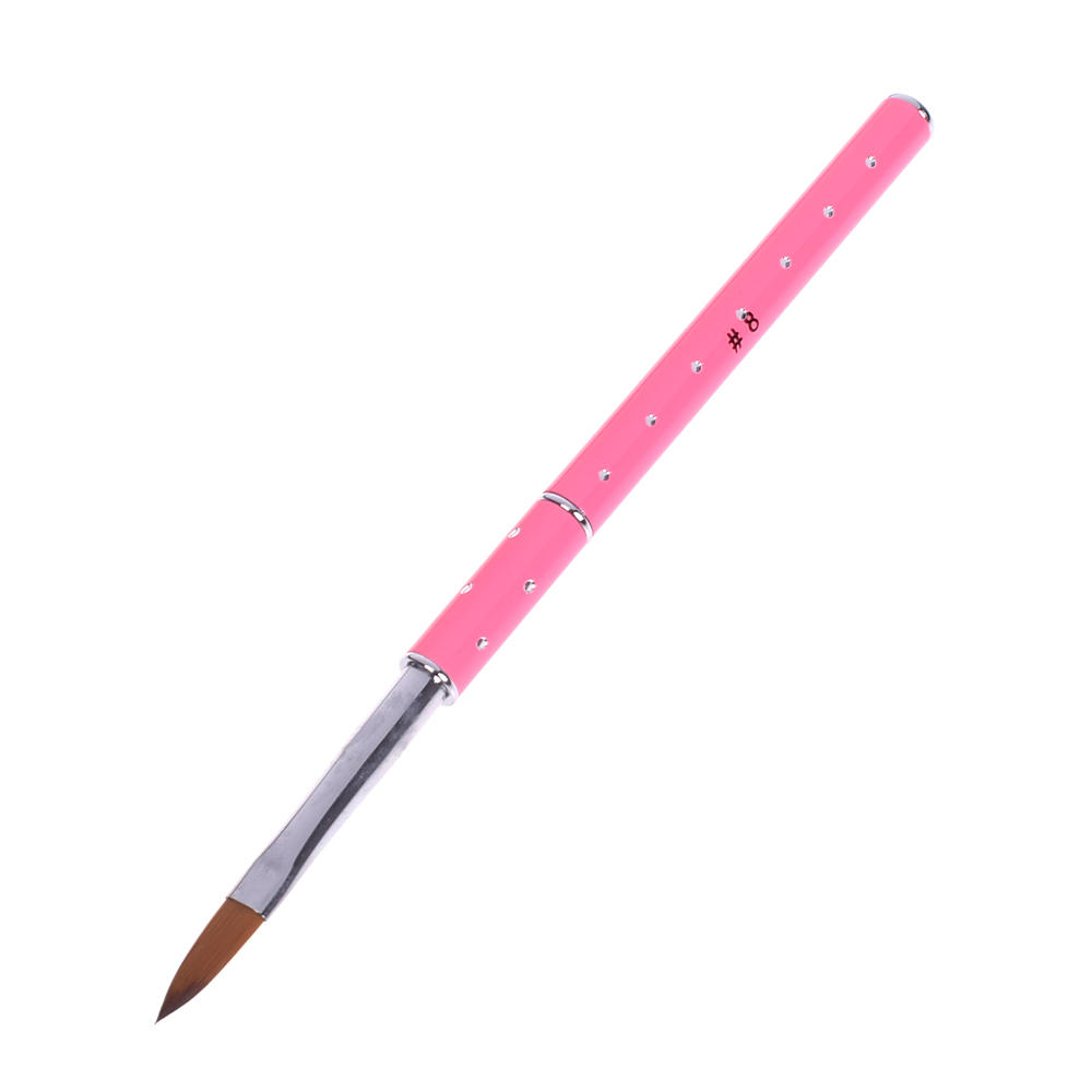 Pink Portable Lightweigt Slim Nail Art Acrylic Brush Metal Handle with Diamond Kolinsky Magic Hair Pencil for DIY Nail Art: 8