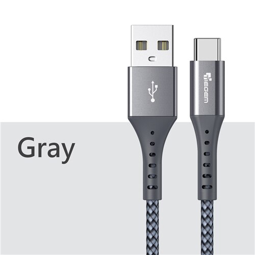 TIEGEM rodzaj usb C kabel do Samsung S9 S8 szybkie ładowanie typu C z ładowaniem telefonu komórkowego drut usb C kabel do xiaomi mi9 Redmi note 7: Gray / 2 m