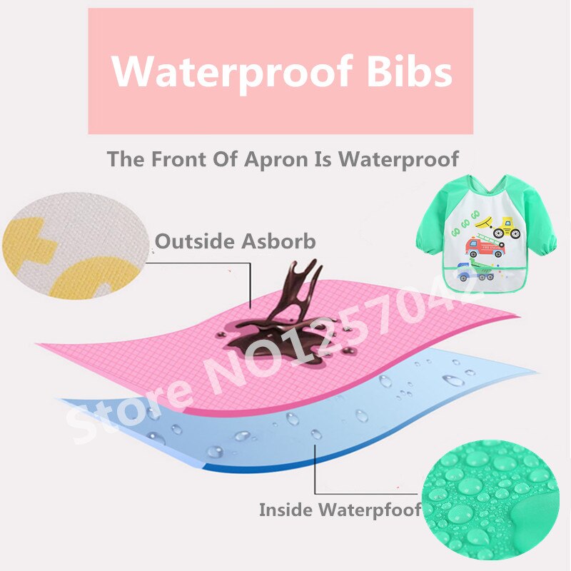 Cartoon Baby Lätzchen Wasserdichte Kleinkinder Long Sleeve Schürze Wasserdichte Kleinkind Fütterung Lätzchen Burp Tücher Kinder Malerei Kleidung