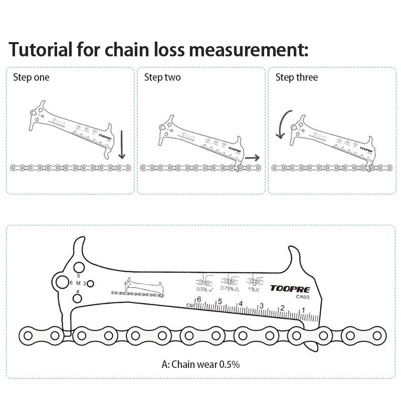 MTB Bike Chain Measuring Ruler Mountain Bike Chain Wear Measuring Tool Measuring Bicycle Caliper Repair Tools Cycling Accessory