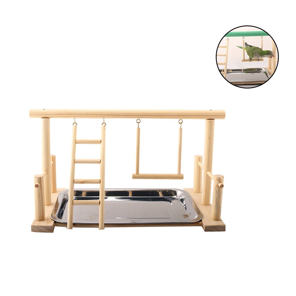 Pine Wood Play Stand Pet Bird Frame Station Parrots Playground Gym Training Stand With Tray For Play Exercise Increase Fun: Wood Stick