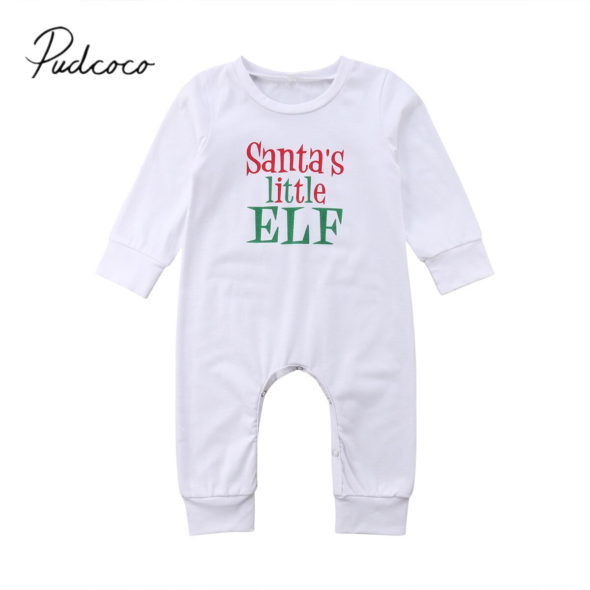 Brand Xmas Peuter Baby Meisjes Jongens Romper Lange Mouw Brief Afdrukken Witte Katoen Jumpsuits Santa Playsuit Outfit 0 -18 m