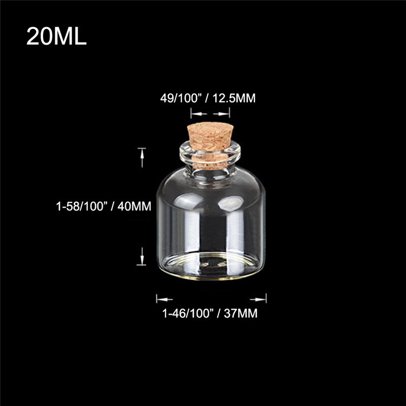 24PC Mini transparent Glas Kork Flaschen Handwerk Fläschchen Klar Glas Leere wünschen Flaschen 4ml 10ml 100ml Gläser Container Diy Fläschchen: 20ml