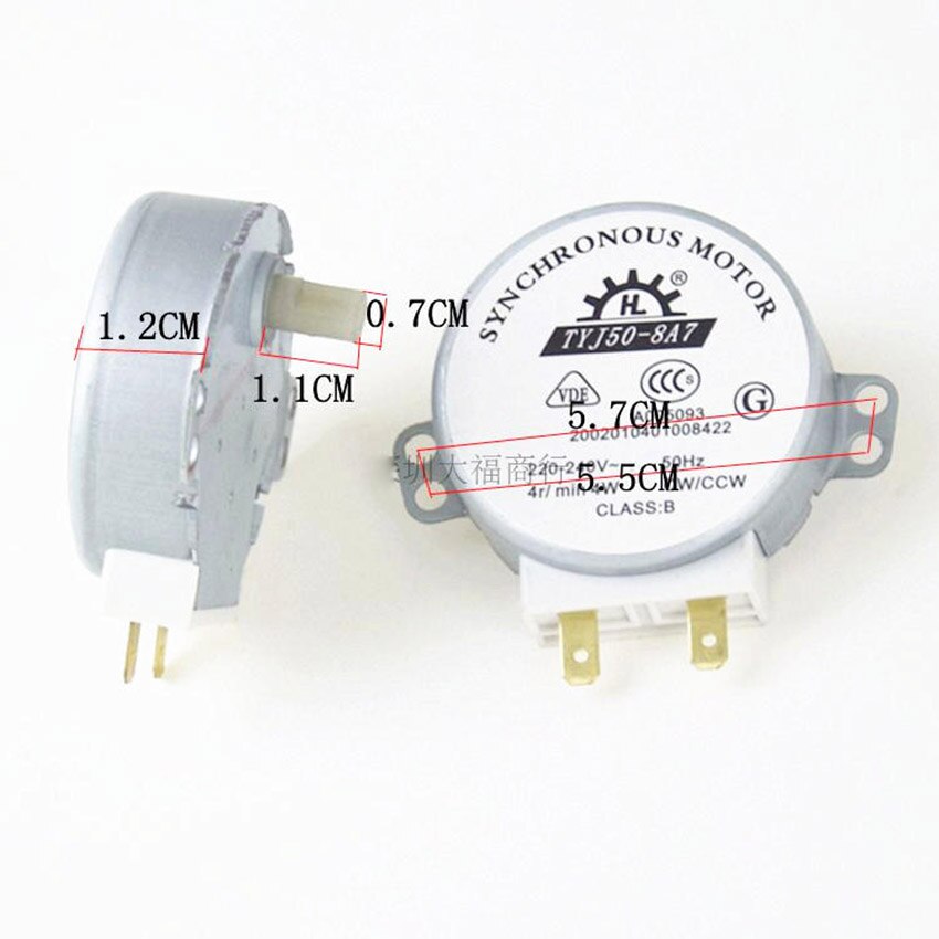 thumbnail image 2 of AC 220V-240V 50Hz CW/CCW Microwave Turntable Synchronous Motor TYJ50 2 of 10